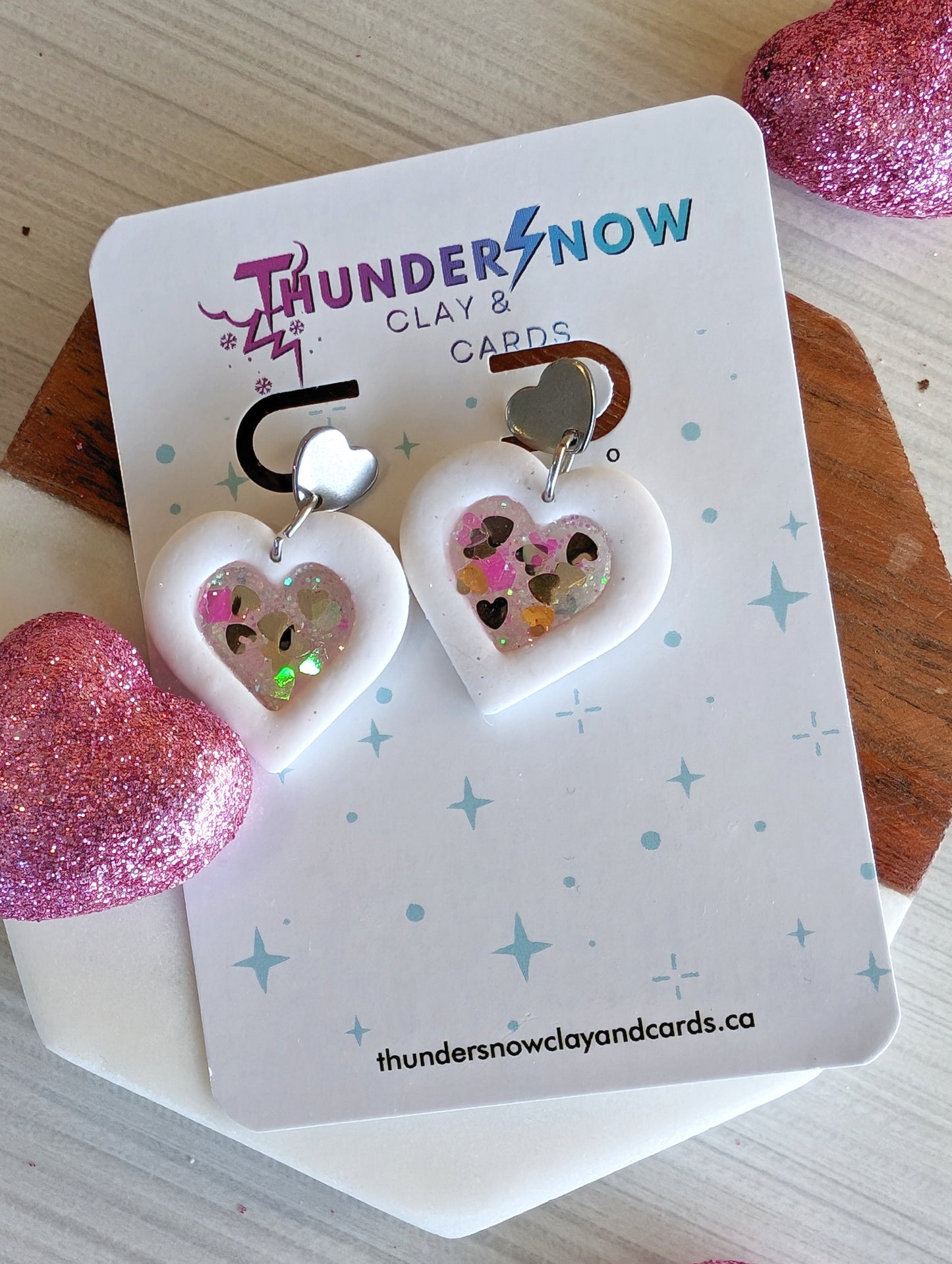 Glitter heart earrings