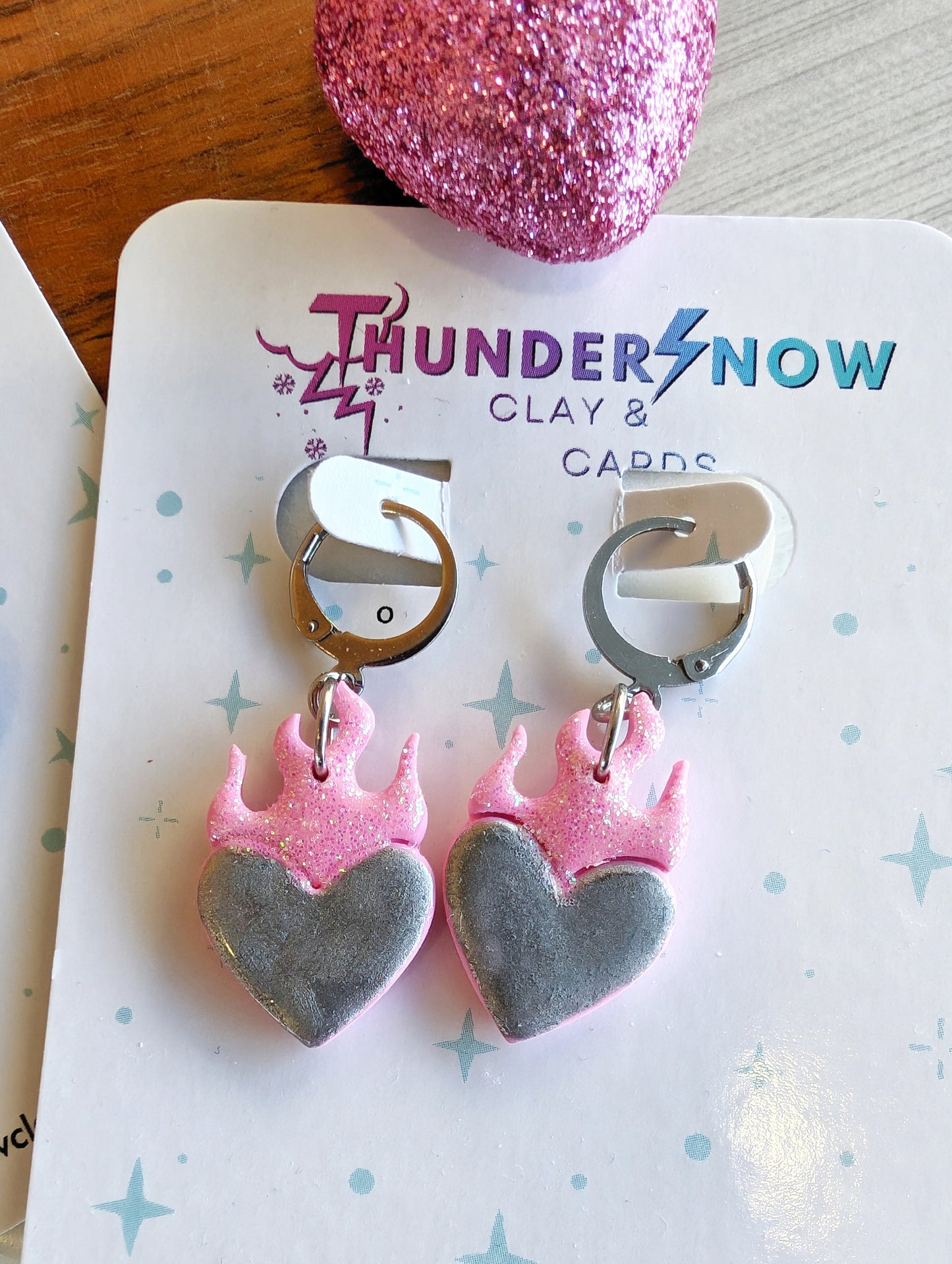 Heart on fire earrings