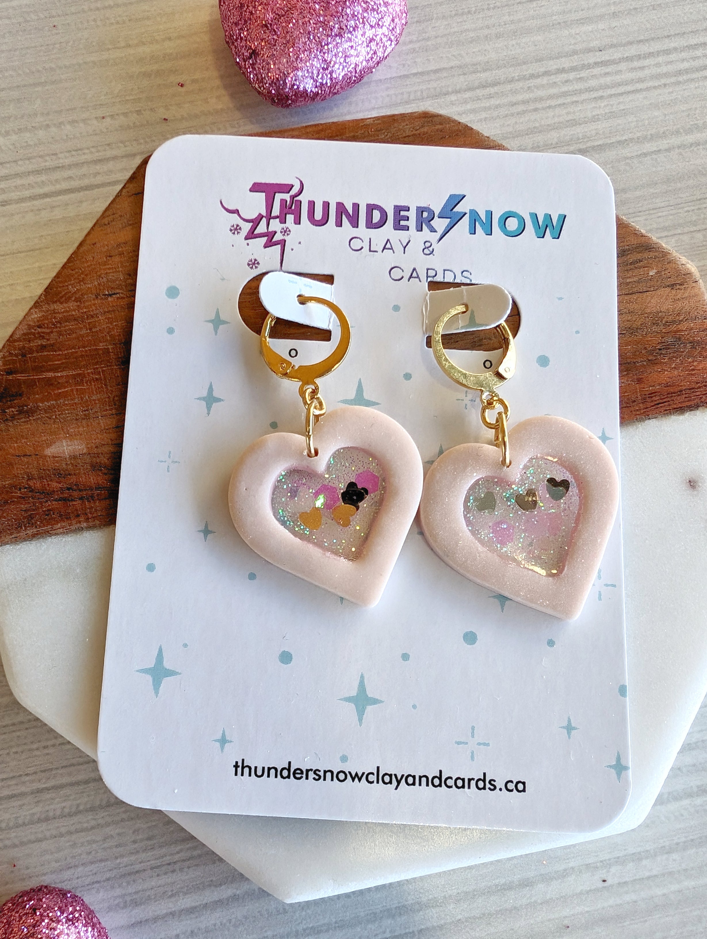 Glitter heart earrings - Main Image