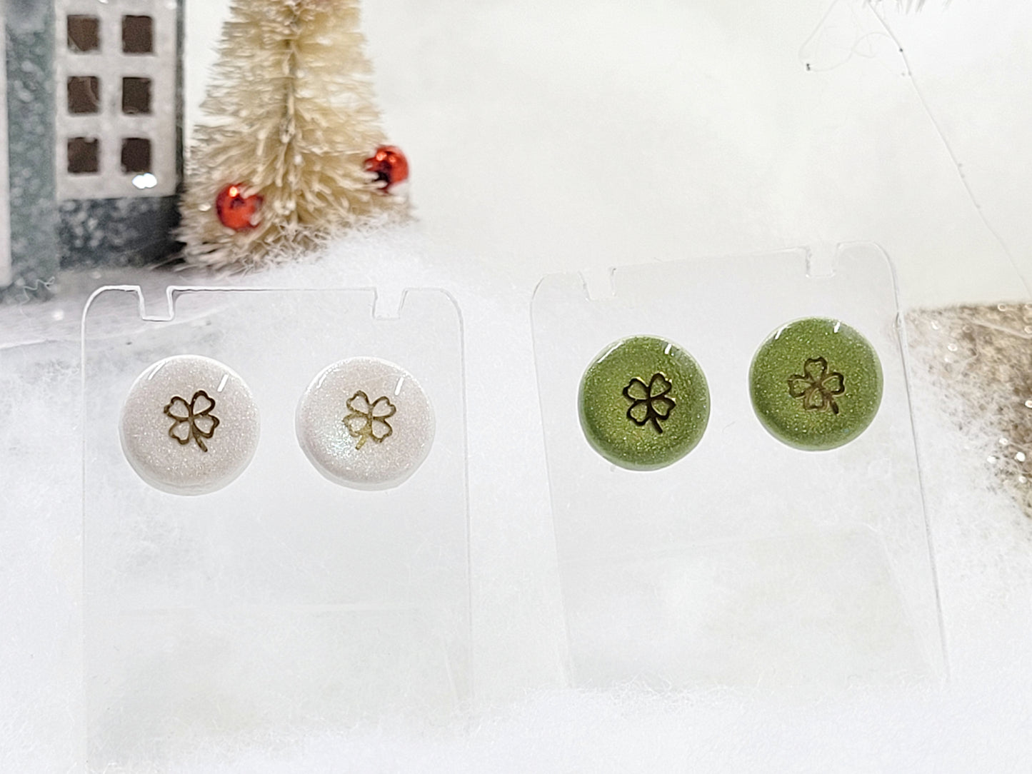 Four leaf clover stud earrings