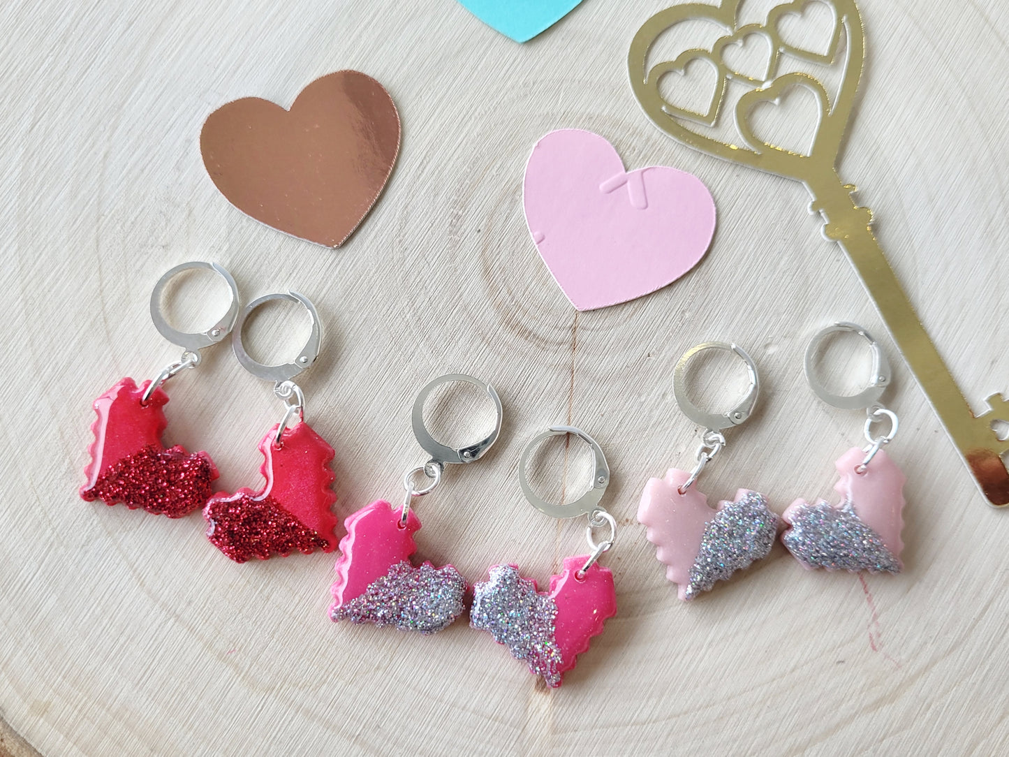 Pixel heart earrings