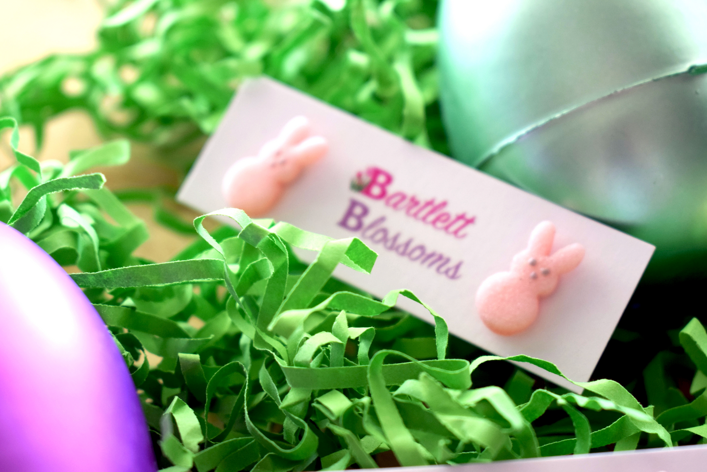 Pink bunny studs