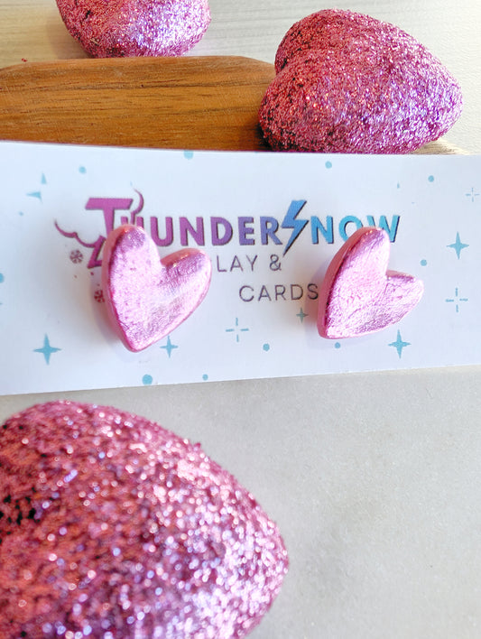 Pink foil earrings